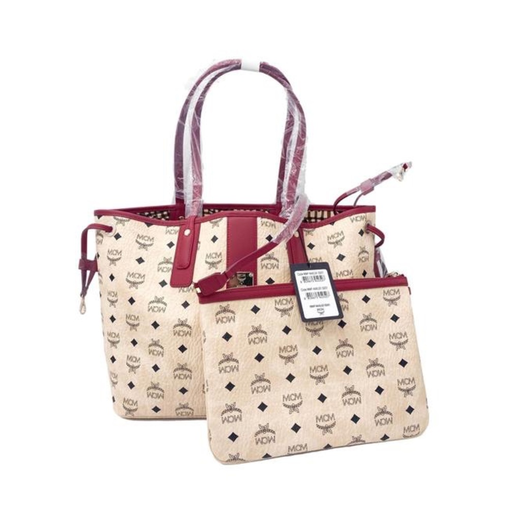 Liz Medium Shopper Beige Canvas Tote MCM